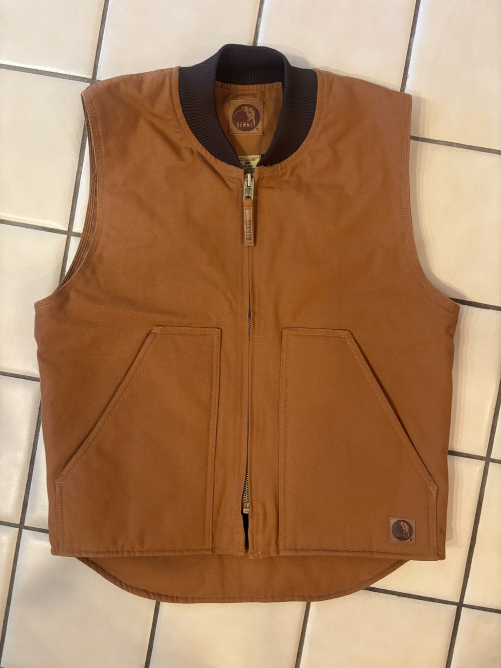 Berne Brown Canvas Work Vest - Men's Sleeveless Jacket